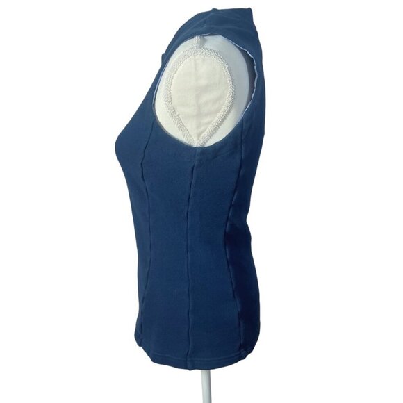 Derek Lam 10 Crosby Navy Blue Sleeveless Top Tank Top Terry Cloth Size 6 - Picture 2 of 9